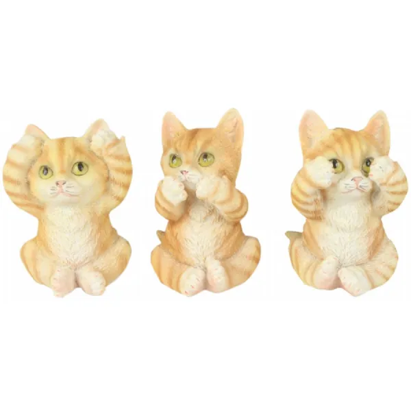 Set Of 3 Cats Hear Speak, & See No Evil 9.cm