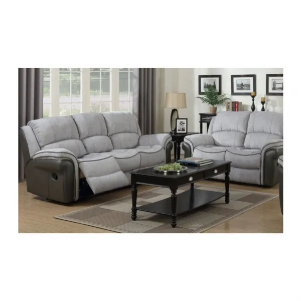 Grey Fabric and Leather Air 3 + 2 Manual Reclining Suite