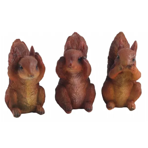 Set Of 3 Squirrels Hear Speak, & See No Evil 8.5cm