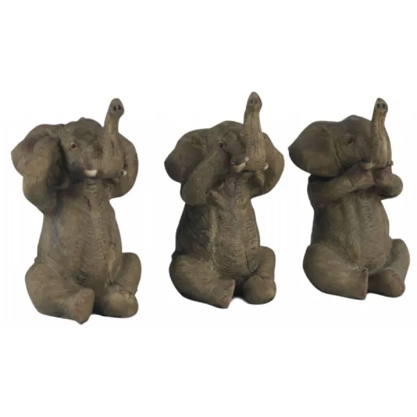Set Of 3 Elephants Hear Speak, & See No Evil 11.5cm