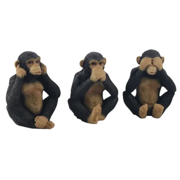 Set Of 3 Chimps Hear Speak, & See No Evil 15.5cm