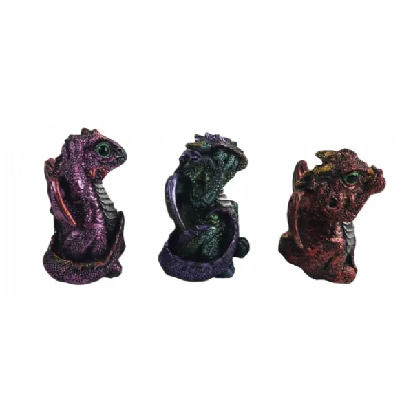 Set Of 3 Dragons Hear Speak, & See No Evil 8.5cm