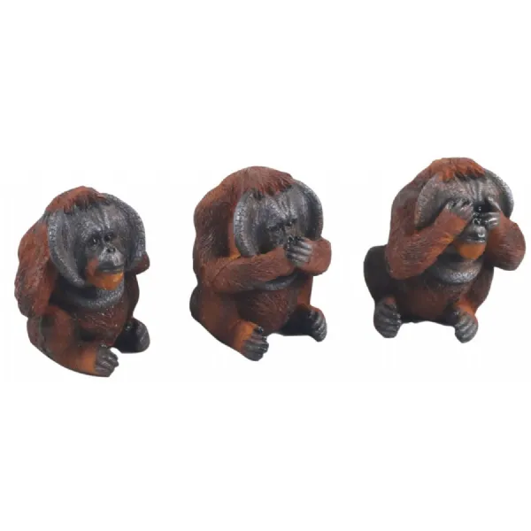 Set Of 3 No Evil Orangutans Hear, See And Speak No Evil 7.5cm