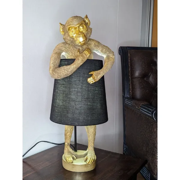 Gold Finish Monkey Standing Table Lamp 59cm