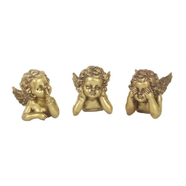 Set of 3 No Evil Gold Angels 8.5cm