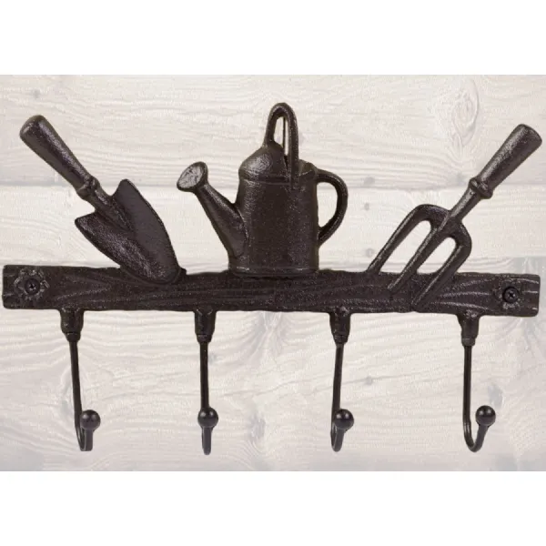 4 Hooks 3 Garden Tools Brown 20cm