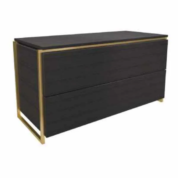 Federico Two Drawer Chest Black And Brass