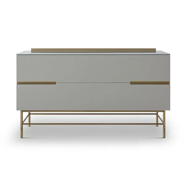 Alberto Two Drawer Low Sideboard Grey And Brass