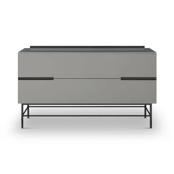 Alberto Two Drawer Low Sideboard Grey And Black