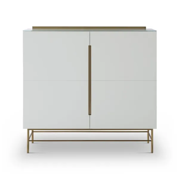 Alberto Two Door High Sideboard White And Brass