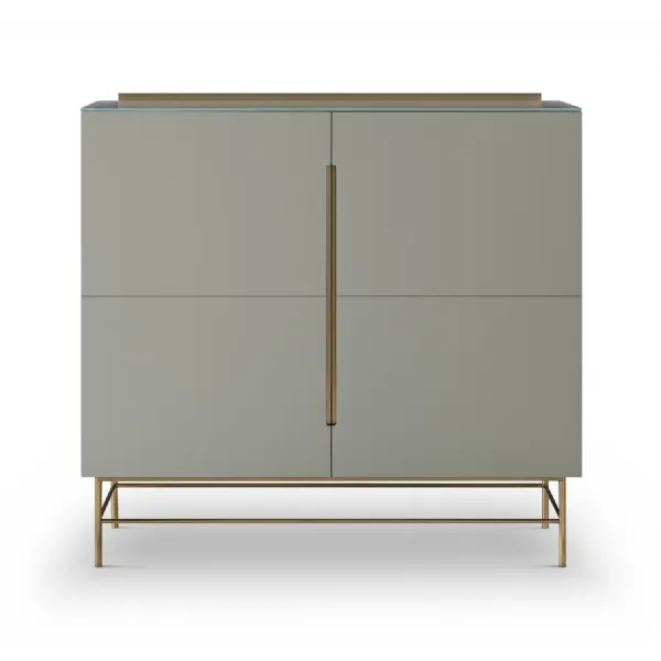 Alberto Two Door High Sideboard Grey And Brass