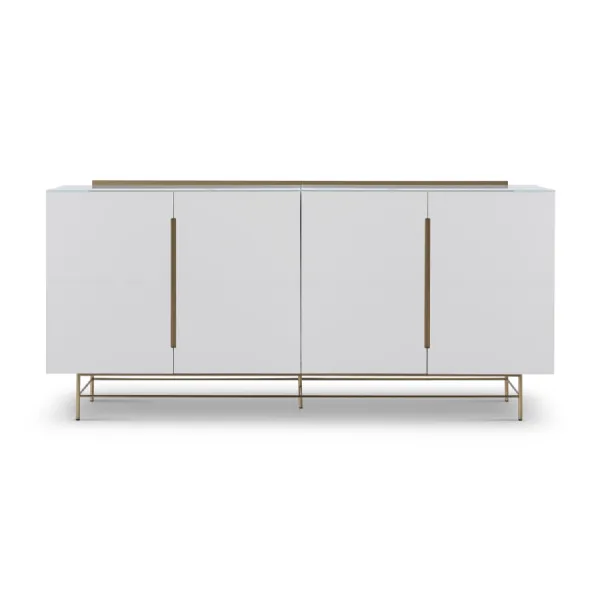 Alberto Four Door High Sideboard White And Brass