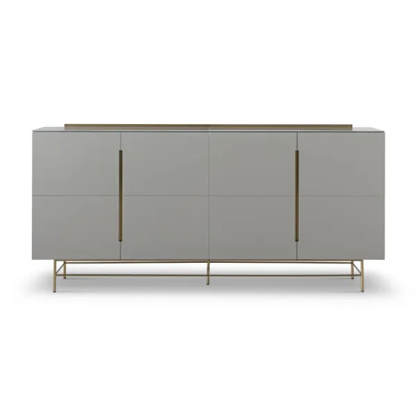 Alberto Four Door High Sideboard Grey And Brass