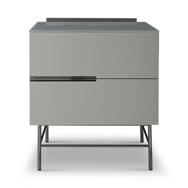 Alberto Two Drawer Narrow Chest Grey And Black