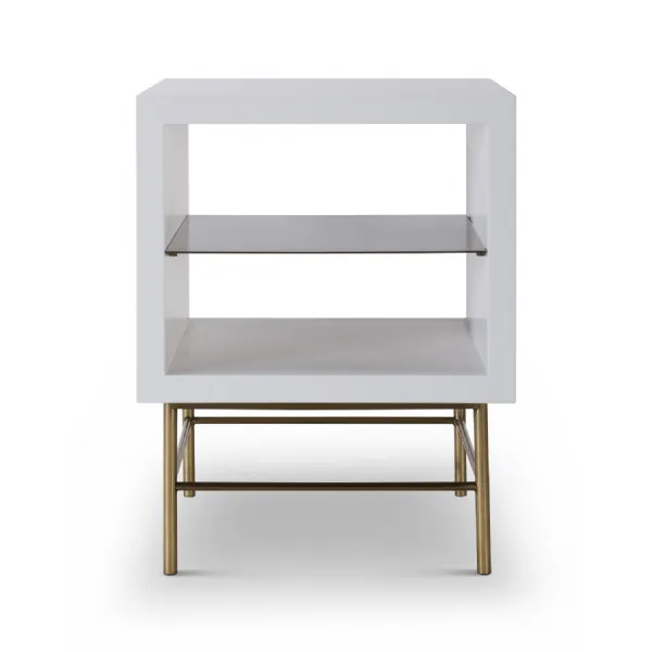 Alberto Side Table White And Brass