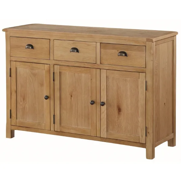 Rustic Solid Oak 3 Door Sideboard