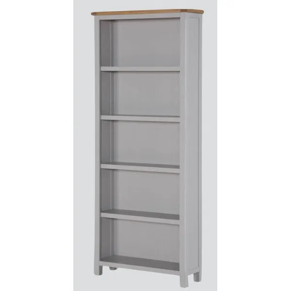 Solid Oak and Grey Painted Tall Bookcase