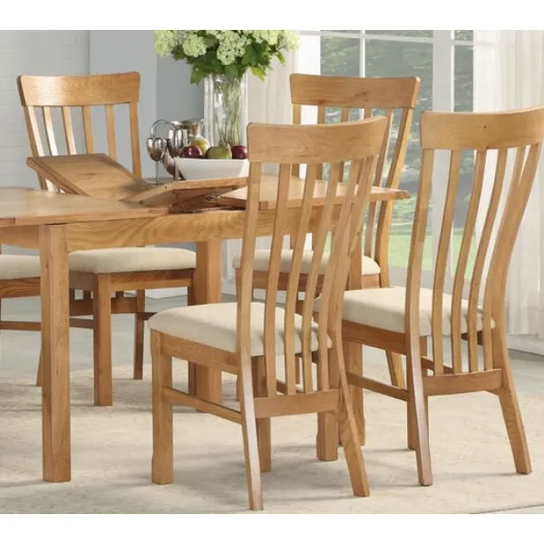 Rustic Solid Oak 120cm Extending Dining Table and 4 Chairs