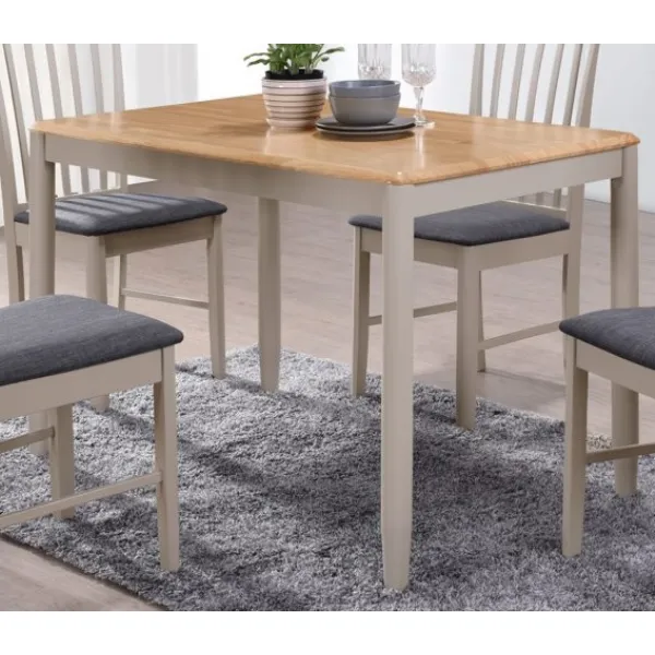 Light Oak and Grey Painted 110cm Dining Table