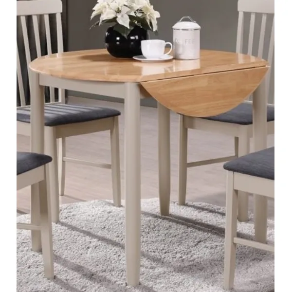 Light Oak and Grey Painted Drop Edge Round Dining Table