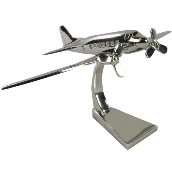 Extra Large Nickel Plated Aluminium Dakota Model Plane 60cm