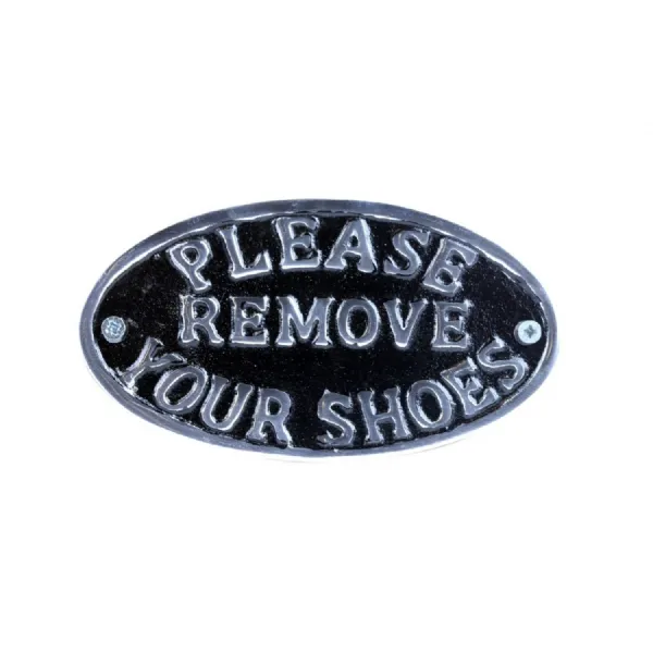 Please Remove Your Shoes Polished Aluminium Sign 17cm