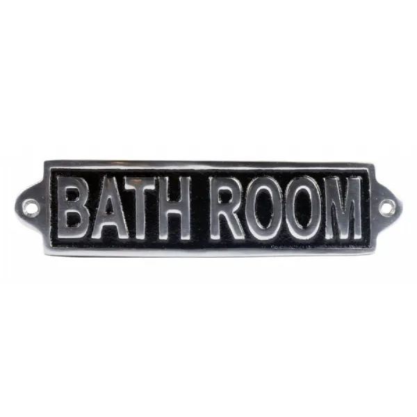 Bath Room Polished Aluminium Sign 20cm