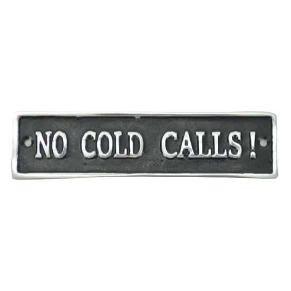 No Cold Call Sign Polished Aluminium 18cm