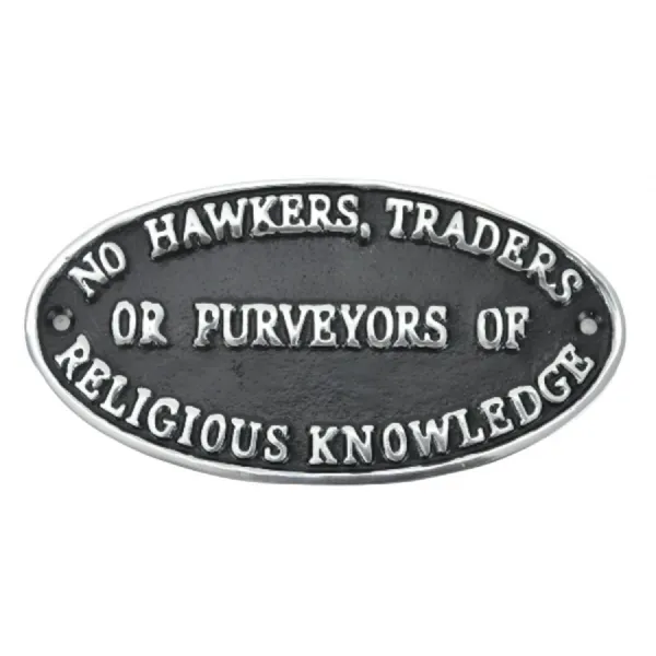 No Hawkers Traders Sign Polished Aluminium 17cm