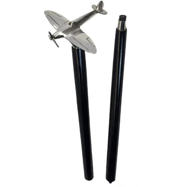 Spitfire Model Walking Stick Nickel Plated Aluminium Mango Wood 91.5cm