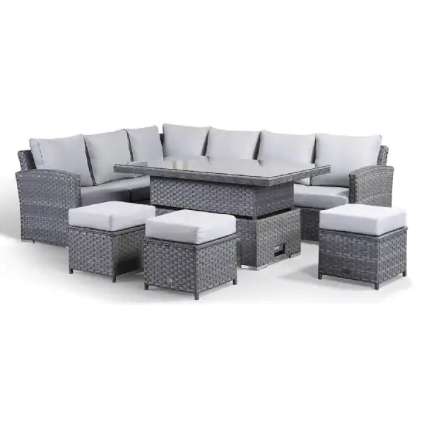 Violet Luxury Rattan Grey Rising Table Corner Set