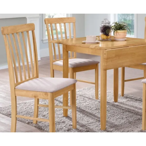 Light Solid Hardwood Square Drop Leaf Dining Table and 2 Chairs