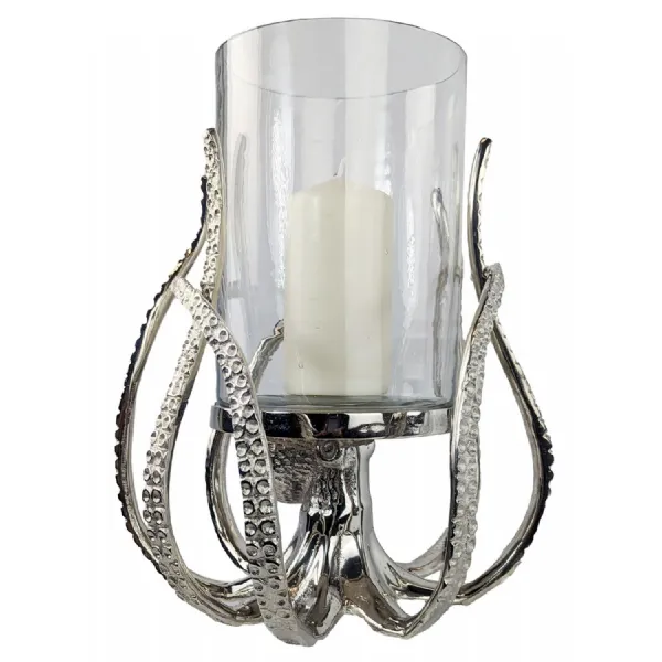 33cm Octopus With Glass Hurricane Candle Holder N P