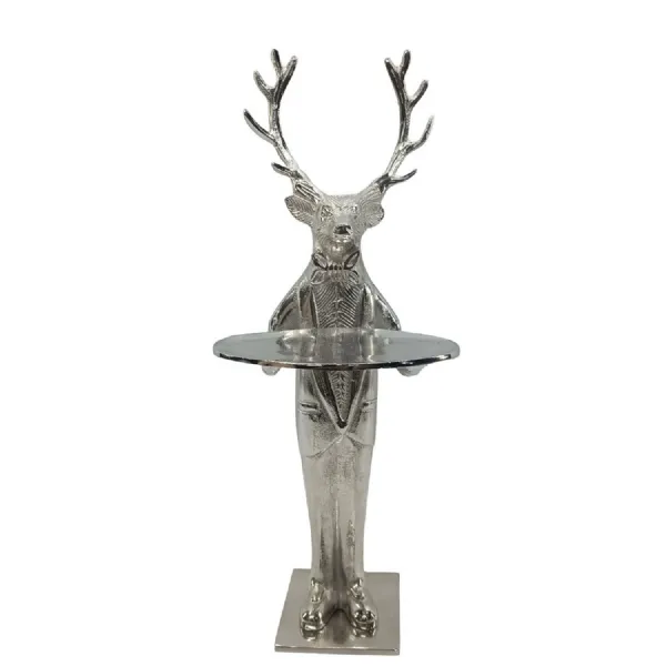 Modern Silver Nickel Plated Aluminium Deer Side Table 100cm