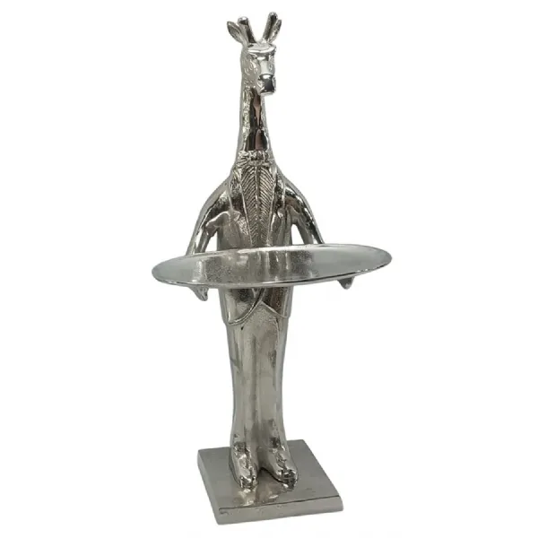 Modern Silver Nickel Plated Aluminium Giraffe Side Table 100cm
