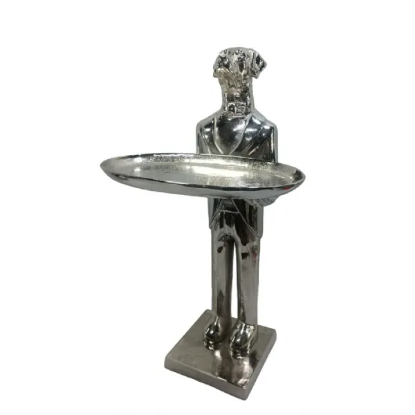 Modern Silver Nickel Plated Aluminium Dog Side Table 100cm