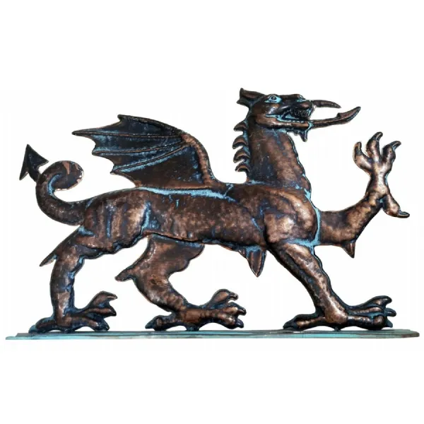 48cm Aged Copper Verdigris Finish 1D Dragon Statue On Heavy Metal Base