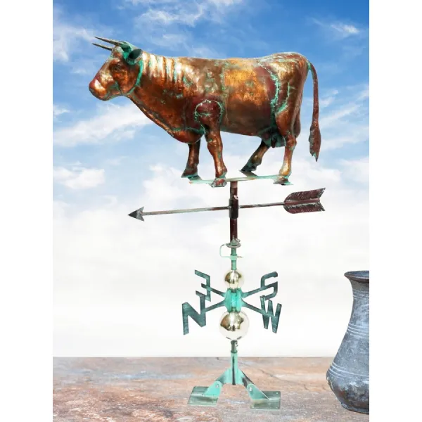Modern Copper Plated Bull Weathervane 102cm