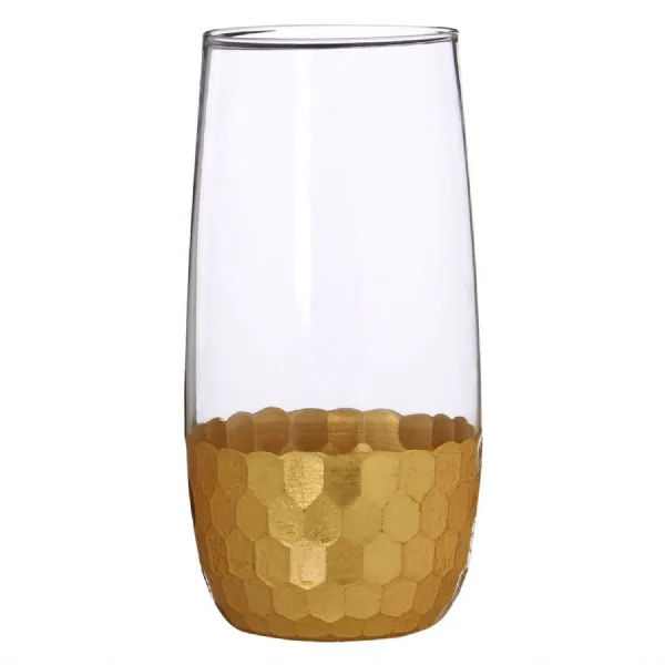 Set of 4 Textured Honeycomb Highball Glasses