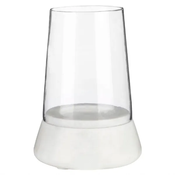 White Marble Base Hurricane Candle Holder