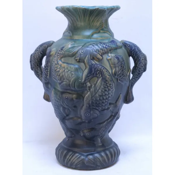 Embossed Majolica Fish Vase