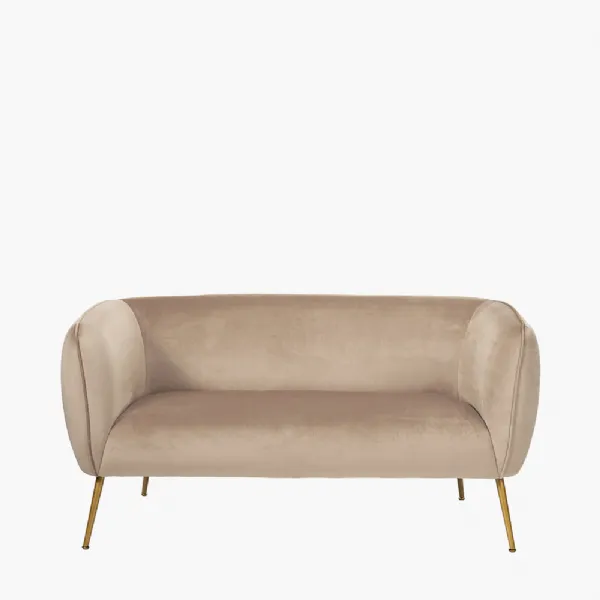 Lucca Biscuit Velvet and Metal Sofa