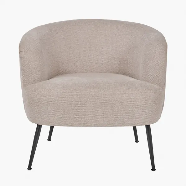 Aviana Natural Chenille and Black Metal Tub Chair