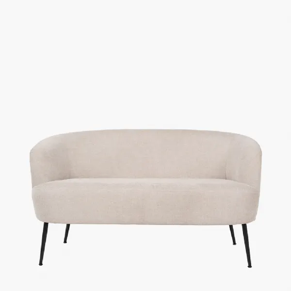 Aviana Natural Chenille and Black Metal Sofa