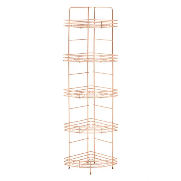 Copper Finish Wire Corner Bathroom Storage Rack