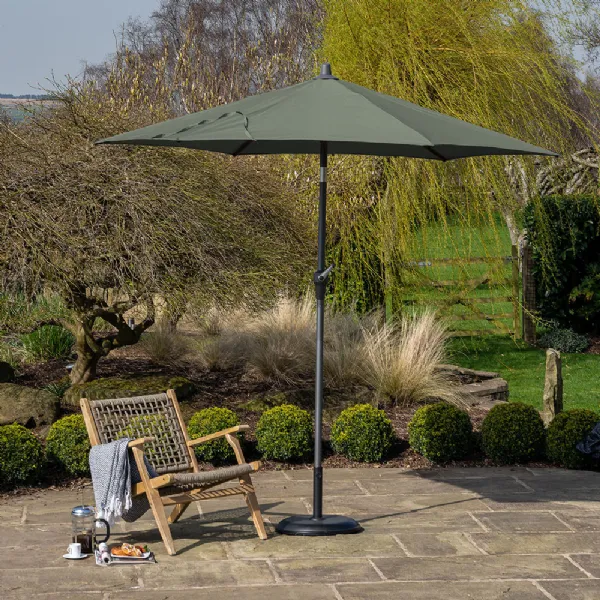 Olive Green Polyester 3m Round Outdoor Parasol
