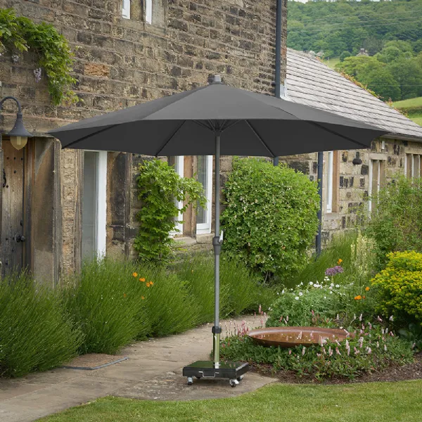 Grey Polyester 3.5m Round Outdoor Parasol