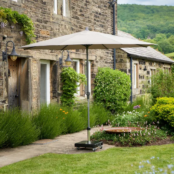 Taupe Polyester Garden 3.5m Round Parasol