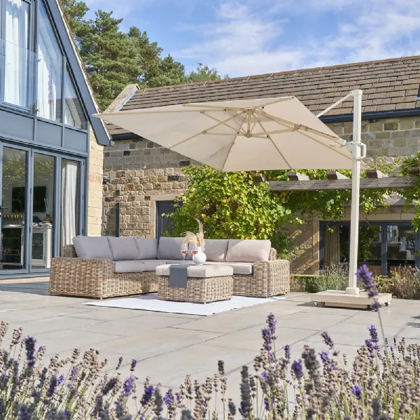 Champagne Sandstone 3m Square Garden Cantilever Parasol