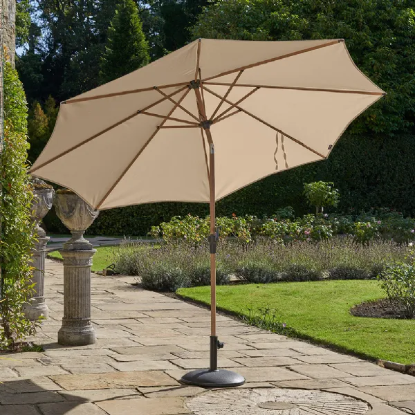 Champagne Fabric 3m Round Garden Centre Pole Parasol